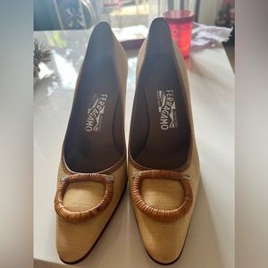 Tan Salvatore Ferragamo heels